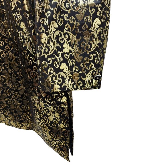 Vintage-Style Womens Brocade Long Coat Size XXL Gold & Black - Picture 8 of 11
